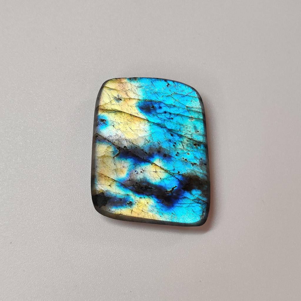 Fancy Shape Blue Flashy Pendent Size Labradorite Cabochon Gemstone, 58.70 Carat, 42x28x6 MM Size.