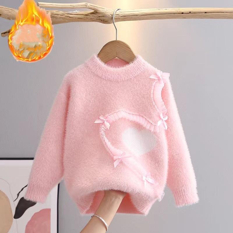 Trojrozměrná Láska Pletené Dívčí Svetry Pulovr Bunda Podzim Zima Oblečení pro Miminka Korejské Dětské Oblečení 3-10L