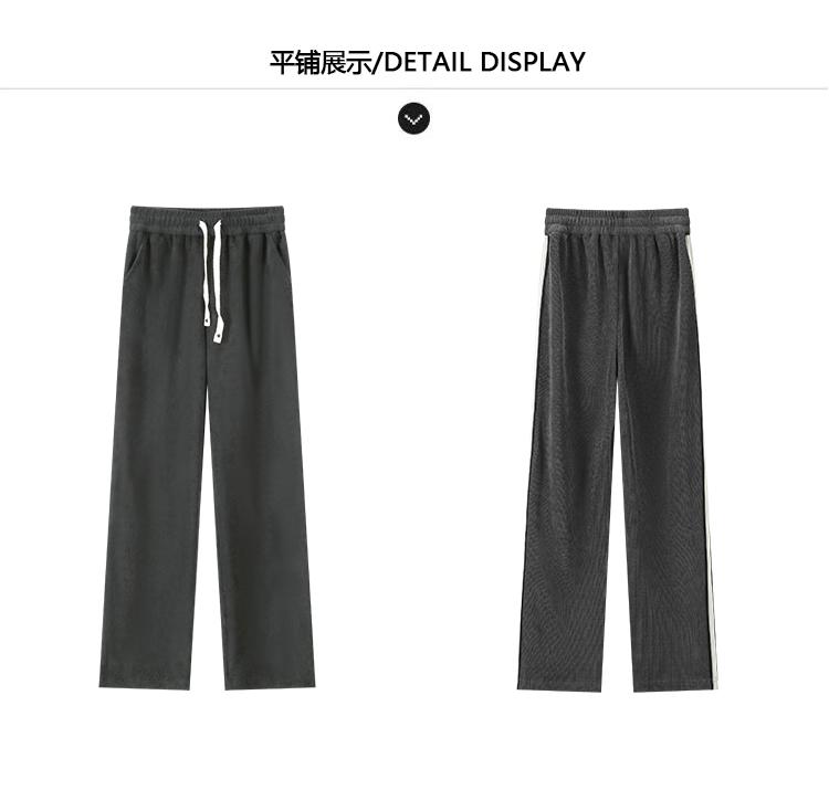 Spring and Autumn Fashion Straight Leg Casual Pants Drawstring Waist Pants High Waist Wide Leg Loose Pants