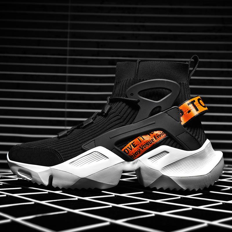 Fashion Breathable Mesh Socks Sneakers Shoes Trend Student Fitness Shoes High Top Lace -Up Casual Shoes