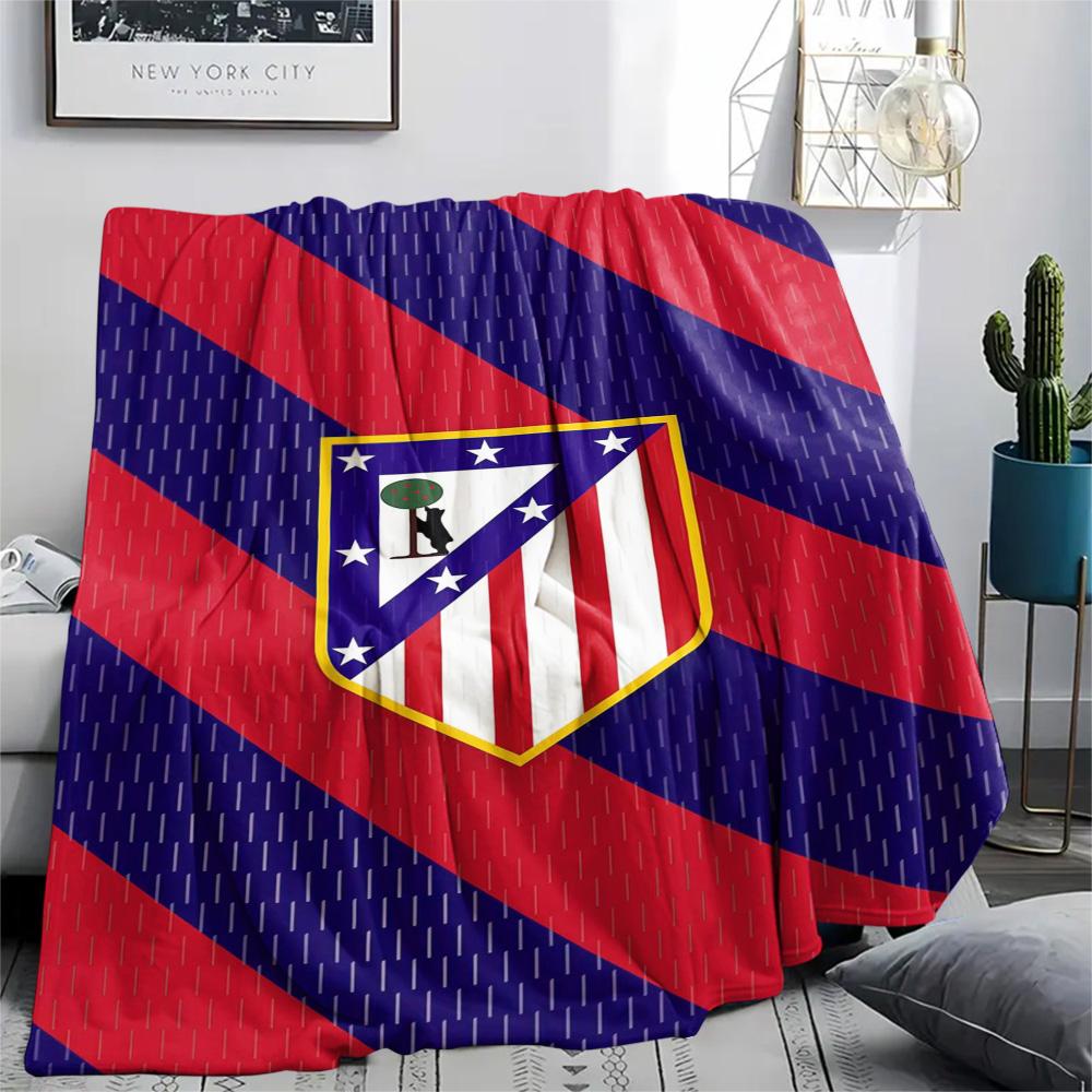 1Pc Atletico Madrid Logo Print Flannel Blanket High Quality Warm Comfortable Cover for All Seasons Perfect for Gifts Home Decor