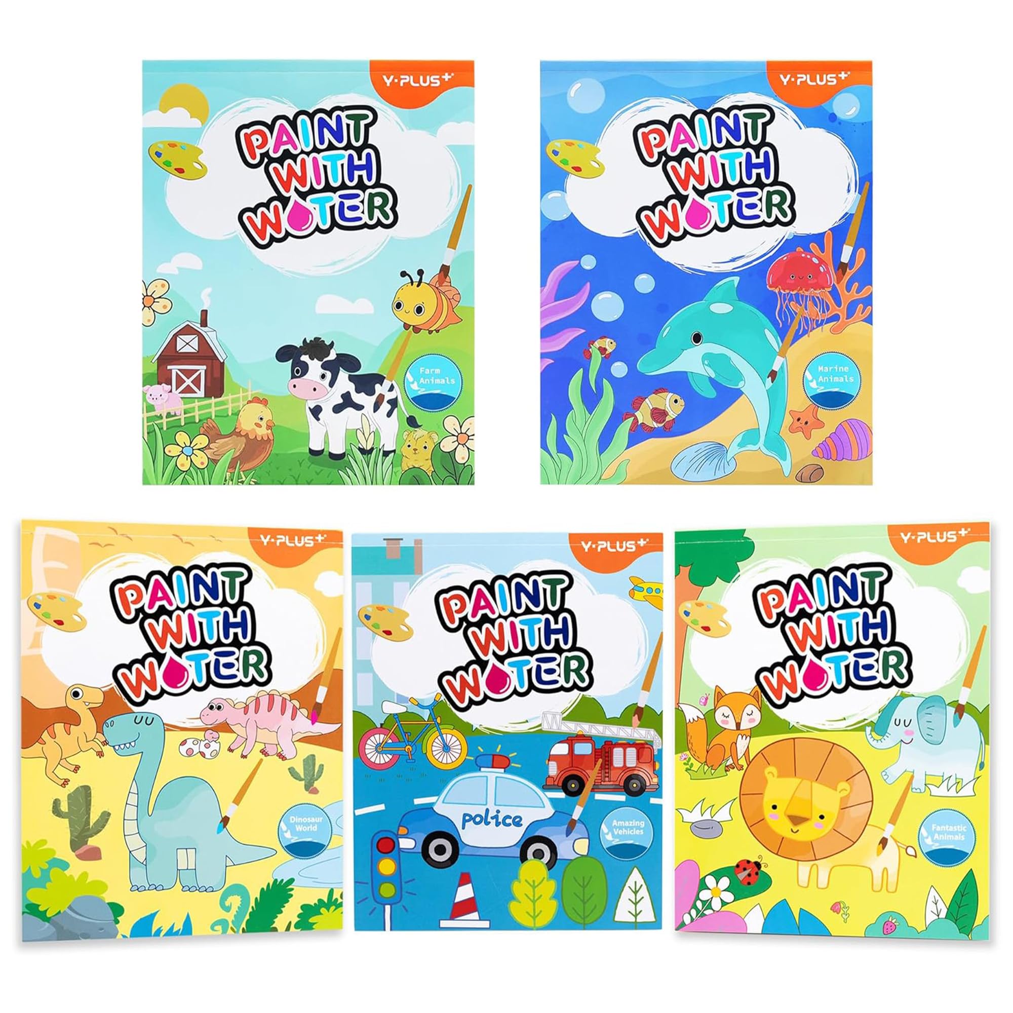 

YPLUS Watercolor Coloring Book with Paint Art and Craft Christmas Gift for Toddlers 5 Brush, Gift, (All Themes)