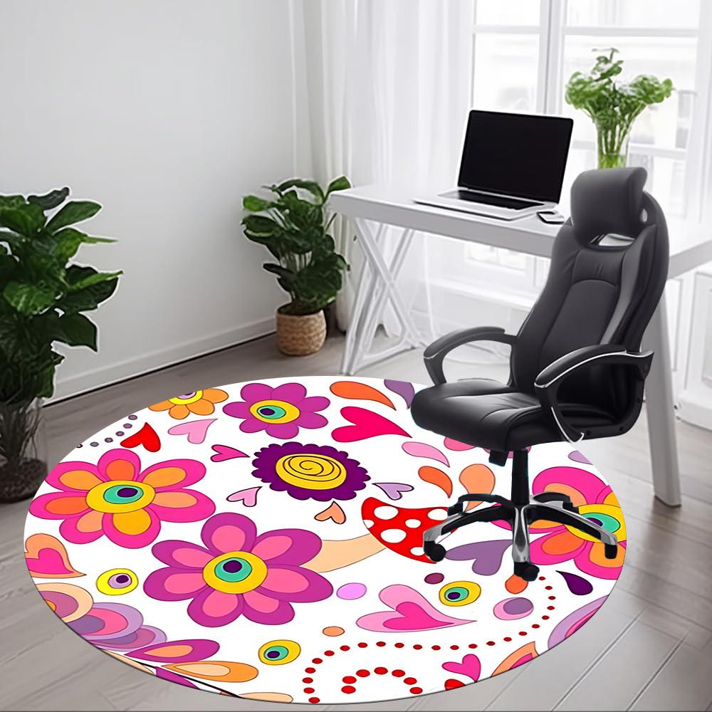 1pc Flower Mandala Carpet for Office Non-Slip, Round Carpet, Soft & Comfortable, Carpet for Office, Lightweight Round Floor Mat