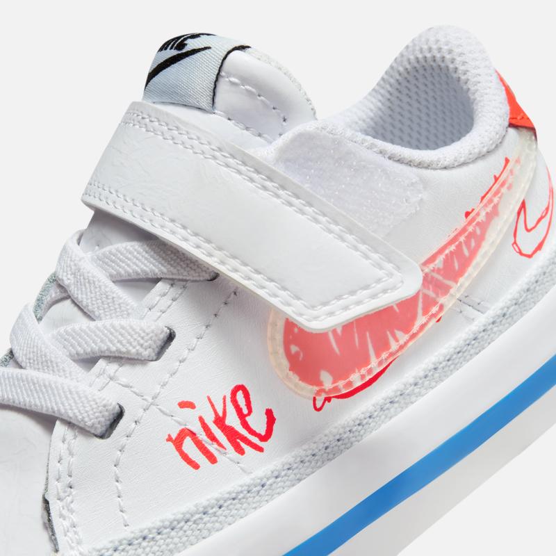 Nike Court Legacy Durable Non-Slip Low-Top Walking Shoes Baby Shoes White Red FB7781-100