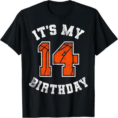 It's My 14th Birthday Basketball 14 Year Old Birthday Boys T-Shirt