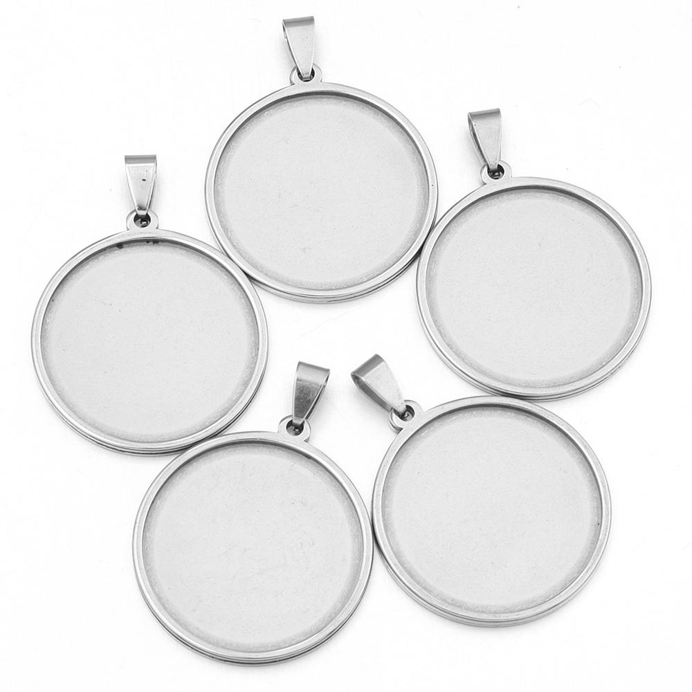 

5pcs/Lot Thick 18/20/25/30/35/40mm Round Stainless Steel Round Blank Base for Pendants Tray Cabochon Cameo Bases Setting Jewelry 20mm
