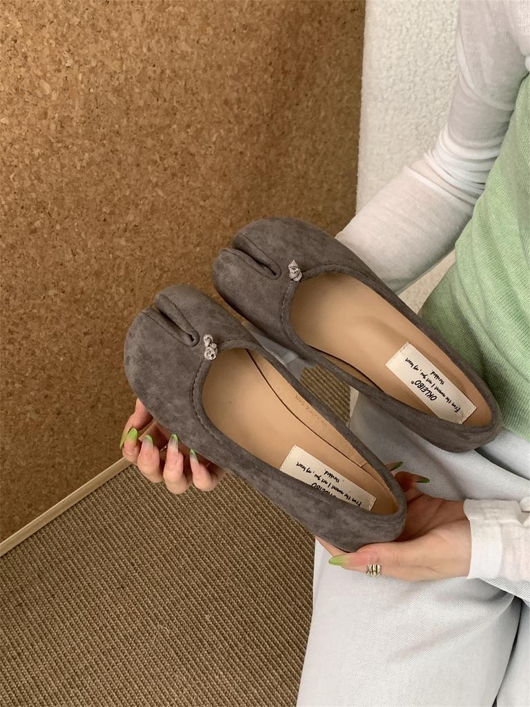 2025 spring new French sub-toe suede soft bottom shallow mouth gentle evening wind pig's trotters