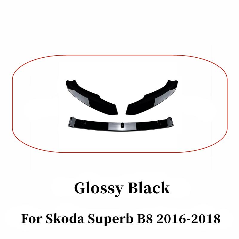 

For 2016-2018 Skoda Superb B8 3pcs/Set ABS Plastic Car Front Bumper Lip Splitter Diffuser Body Kit Spoiler Trim