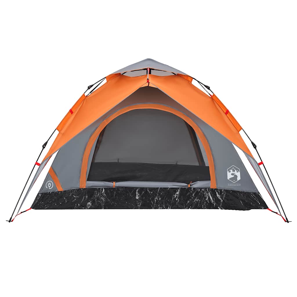 Dome Camping Tent for 3 Persons Grey and Orange Quick Release