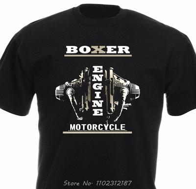 Boxer Classic Motorcycle Engine Power Motorcycle Biker T-shirt Men Print T Shirt O-neck Short