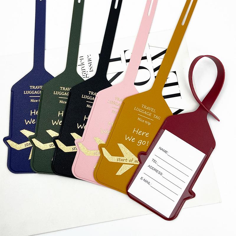 Fashionable Pu Luggage Tag Boarding Pass For Overseas Travel Anti-Loss Name Card Luggage Tag