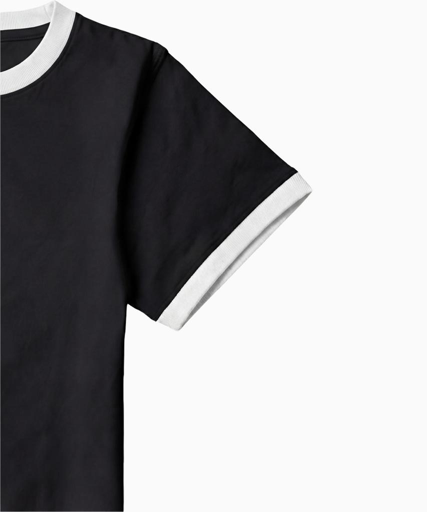 SAINTPAIN Sp Star Patchwork Crop Ringer T-Shirt Black