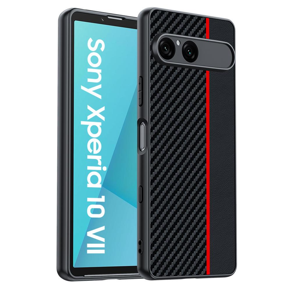Suitable for Sony Xperia 10VII mobile phone case Fiber Kevlar pattern anti-drop ultra-thin Sony leather case protective case sony xperia10-vii