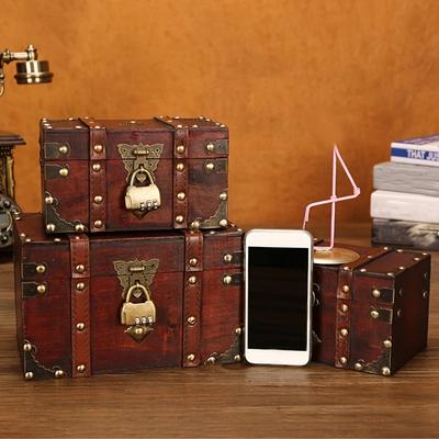 1pc Retro Handmade Wooden Storage Box with Password lock,Elaborate High Quality European Style Home Storage Boxwith Password Lock.