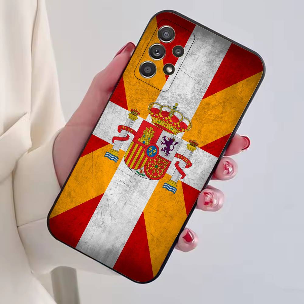 S-Spain Flag F-Football Fan Support Phone Case Black Silicone Soft For Samsung S25,S24,S21,S22,S23,S30,Ultra,S20,Plus,Fe,Lite