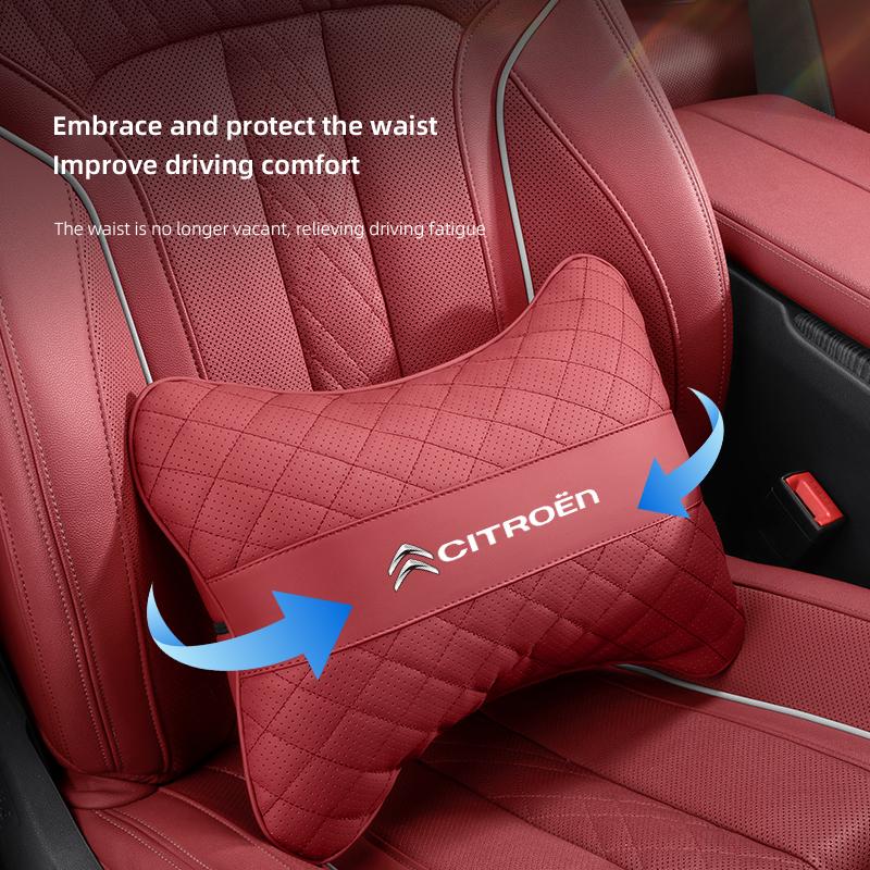 Car Headrest and Lumbar Support Set Comfort Neck Pillow Keychain For Citroen C4 C3 C5 C5X e-C4 X e-C3 C-Elysee Berlingo C1 C6 C2 YX3