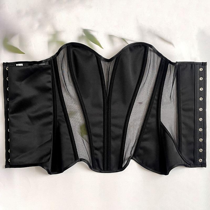 Sexy European American Ins Style Cat Ear Shaping Mesh Satin Bustier Top