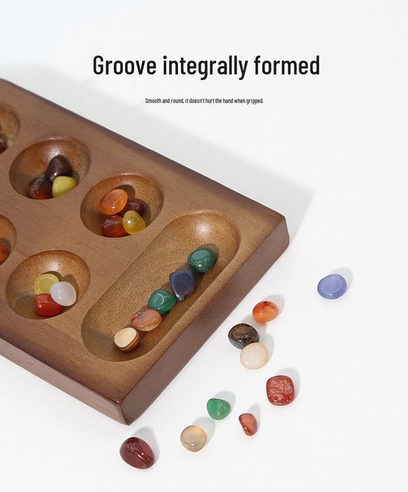 Youmai Wooden African Gem Checkers: Educational Board Game with Storage Box