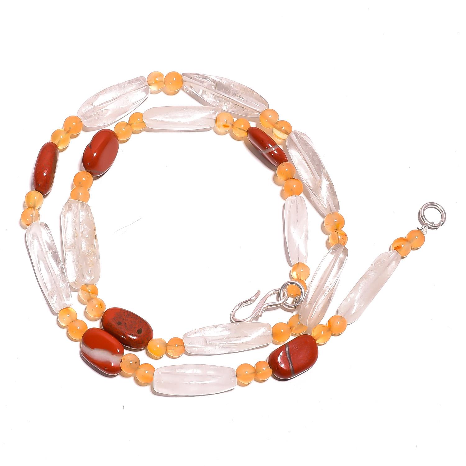 

Natural Crystal Carnelian Red Jasper Gemstone Smooth Beads Necklace 17 UB-3378 UB-3378