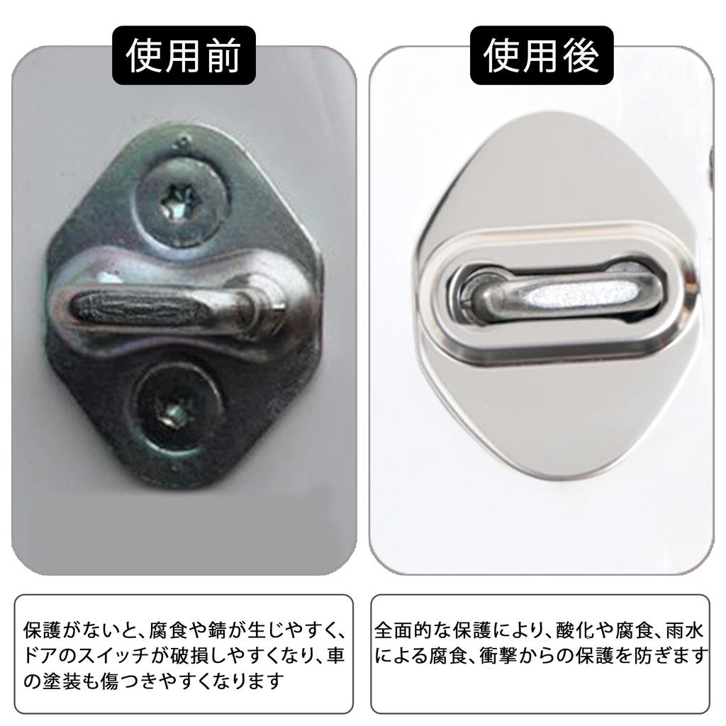 BLOOPIC Kompatibel med Toyota RAV4 Longhuan, Tillbehör, Bildörrlås, 304 Spegelyta, Rostfritt