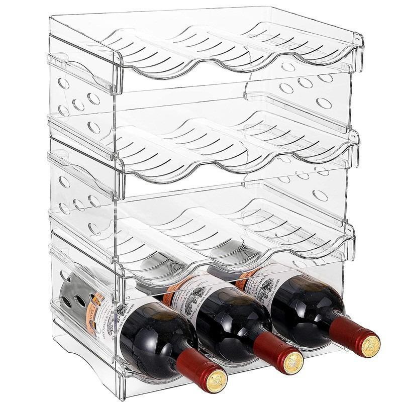 Foldable Wine Rack Stackable Holder Bottle Storage Refrigerator Organizer Cabinet Pantry Free-Standing Tumbler Can Beer Holder