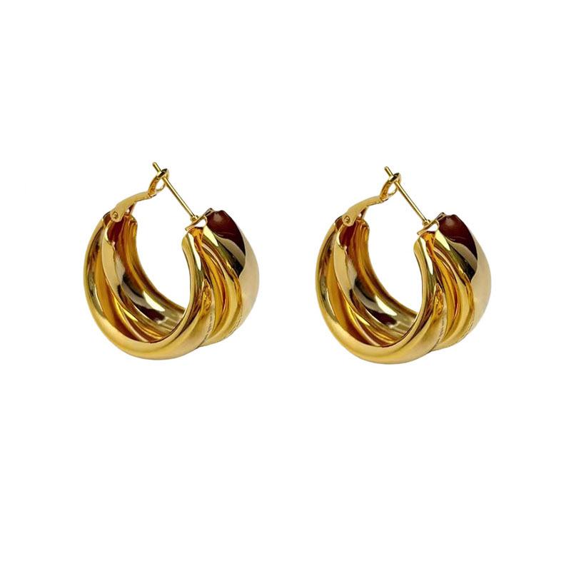 Luxury Korean Double-Layer Earrings: Autumn/Winter Cool Style Studs & Hoops