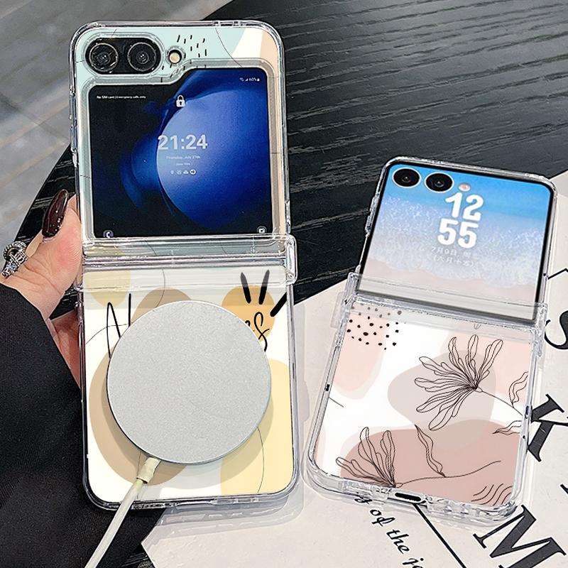 Thin Ring Magnetic Phone Case For Samsung Galaxy S26 Ultra S25 FE S24 S23 S22 Plus S21 FE Abstract Geometry Style Hybrid TPU+PC Matte Cover