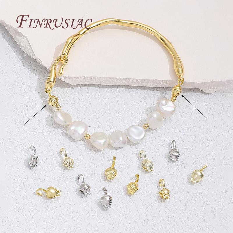 Brass End Crimps Beads Tips Covered Clasps Connector DIY Jewelry Findings Accessories 18K Gold Plated Star Double-Cup Bead Tip