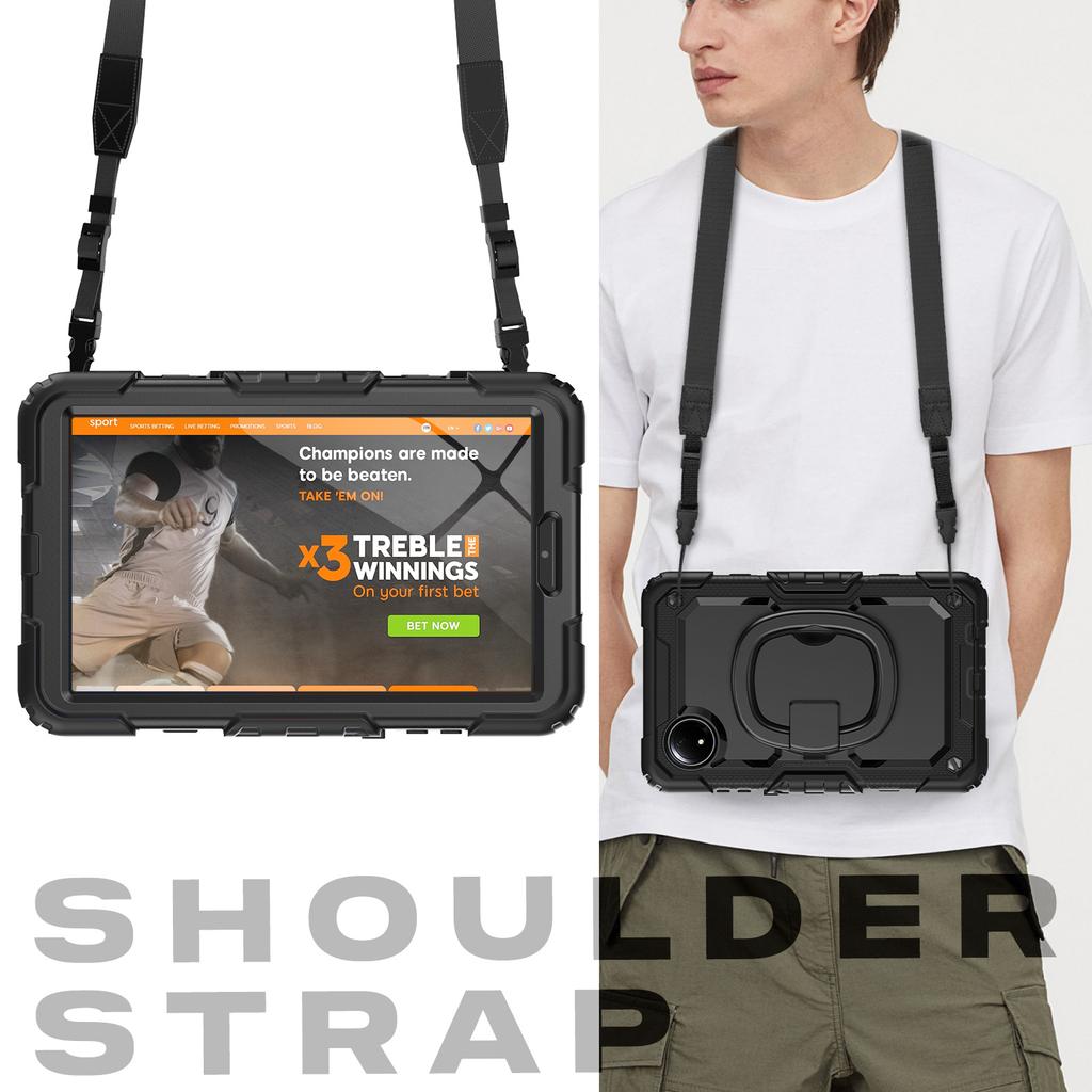 For Xiaomi Redmi Pad SE 4G 8.7 Inch Kickstand Case PC+Silicone Tablet Cover with Shoulder Strap