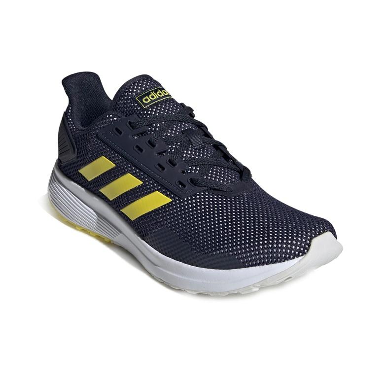 adidas Duramo 9 Comfortable Cushioning Low-Top Casual Running Shoes Men Sneakers Navy-Blue Yellow EG3007