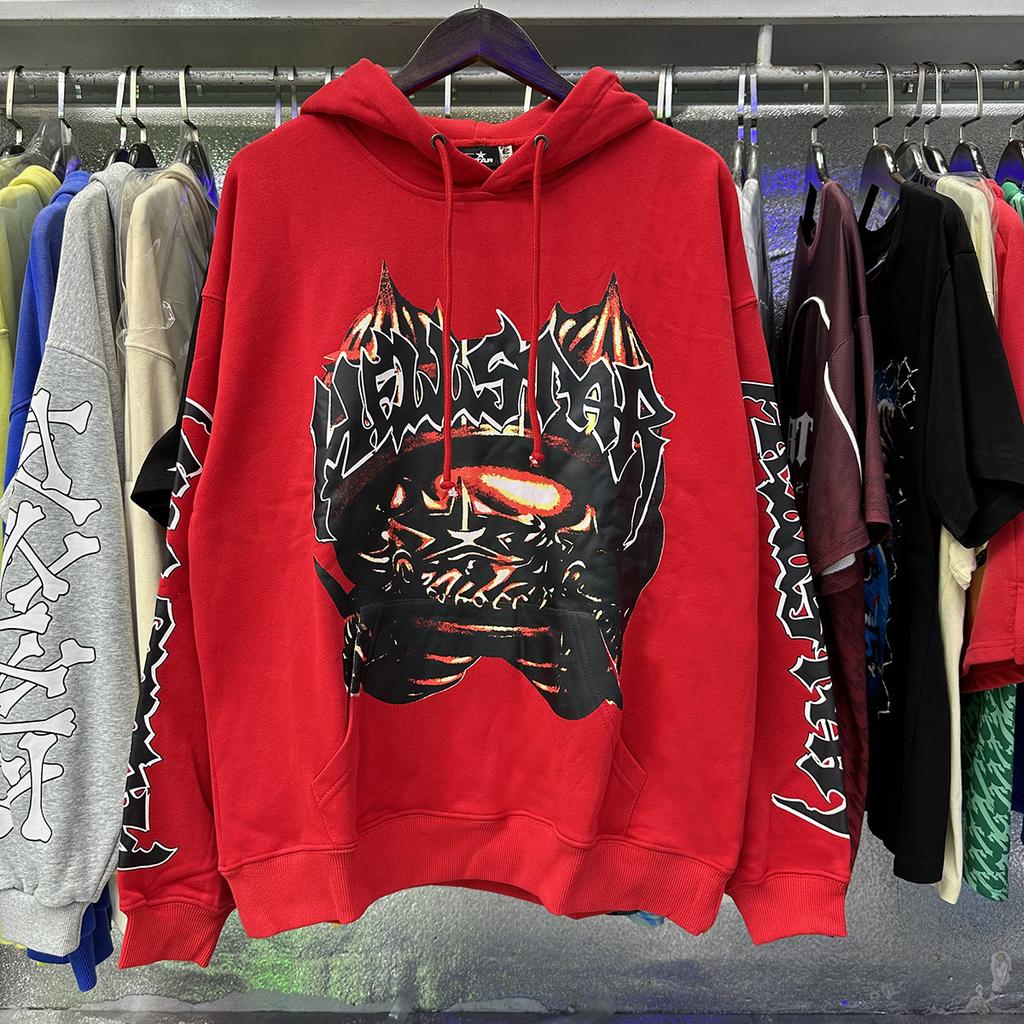 [Autumn and Winter Series] Fog High Street Washing Water Old Heavy Industry Head Printing Casual Sweater Couple Hoodie