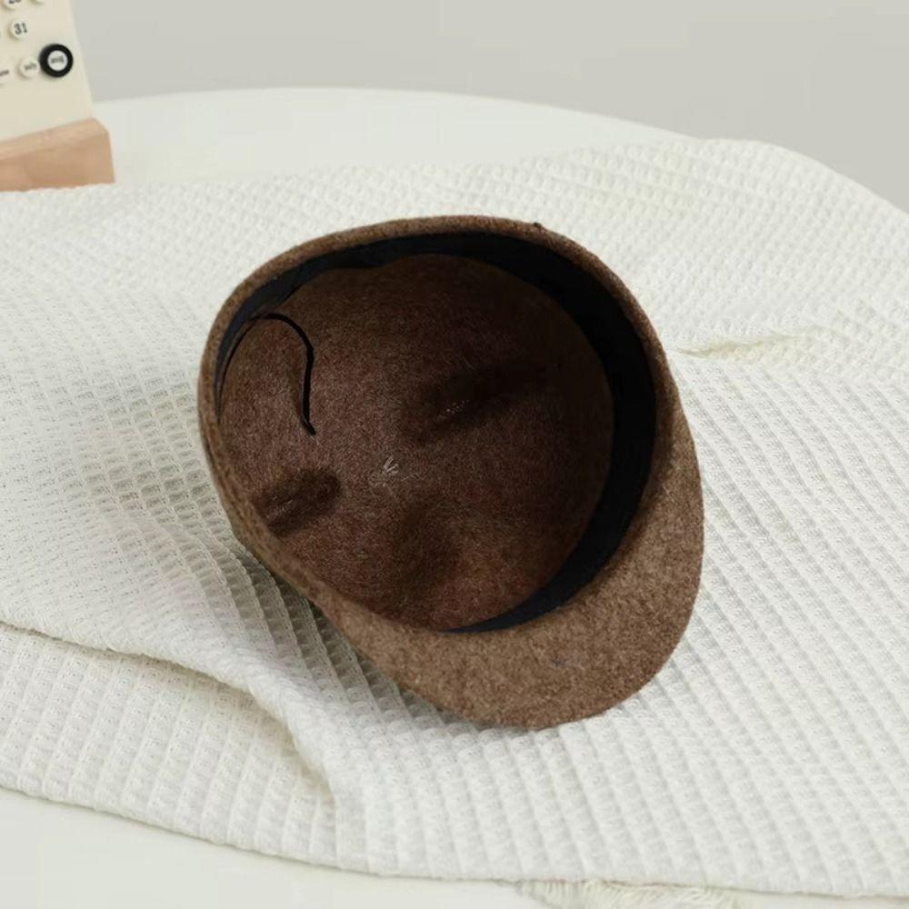 Wool Kids Wool Equestrian Hat Solid Color Kids Sunshade Visors Stylish Baby Knitted Hat  2-6 Year