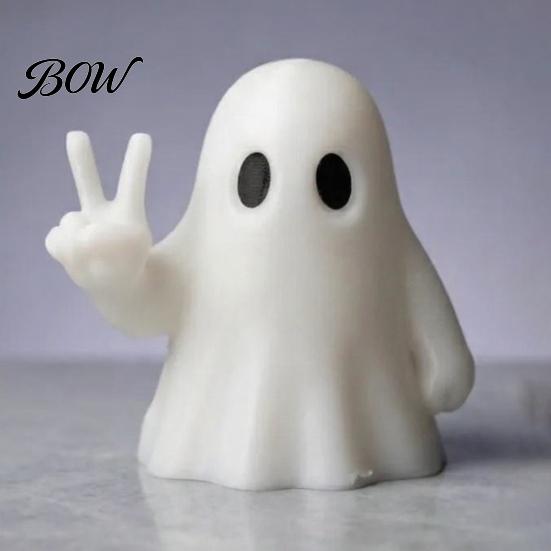 Durable Ghost Figurine for Shelf Halloween with Peace Sign, Spooky White Whimsical Statue Statue, Cute Tabletop Ornament Shelf, Party Gift Ornaments
