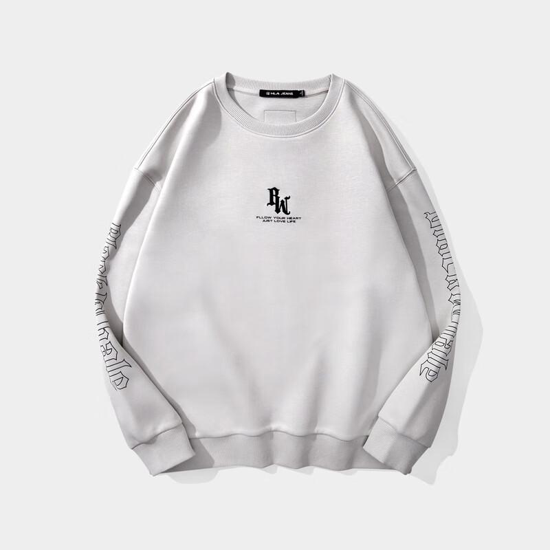 Bluza męska HLA Black Whale z nadrukiem literowym z okrągłym dekoltem