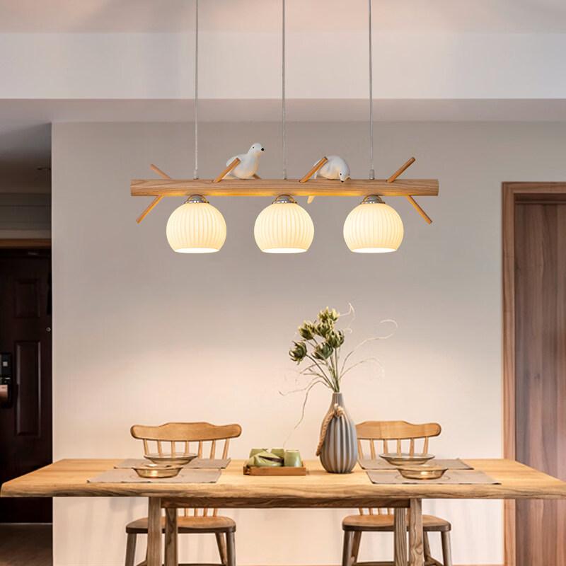 Oeny Nordic Wooden 3-Head Dining Room Pendant Light
