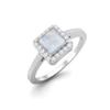 6 MM Square Shape Moonstone Halo Accent 925 Sterling Silver Women Wedding Engagement Ring