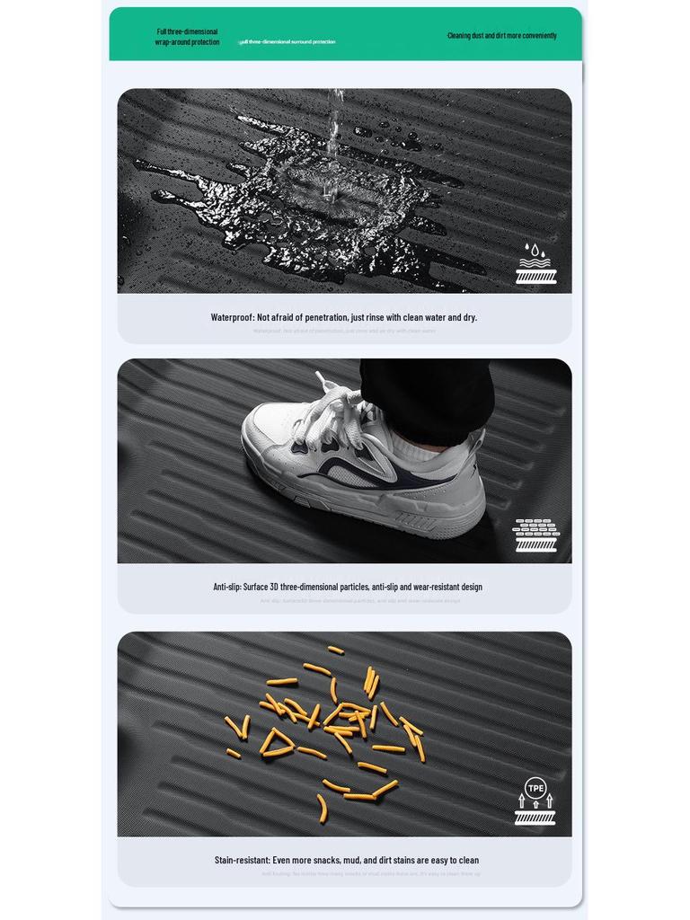 Tesla Model YL TPE Floor Mats with Full Coverage & Threshold Protection