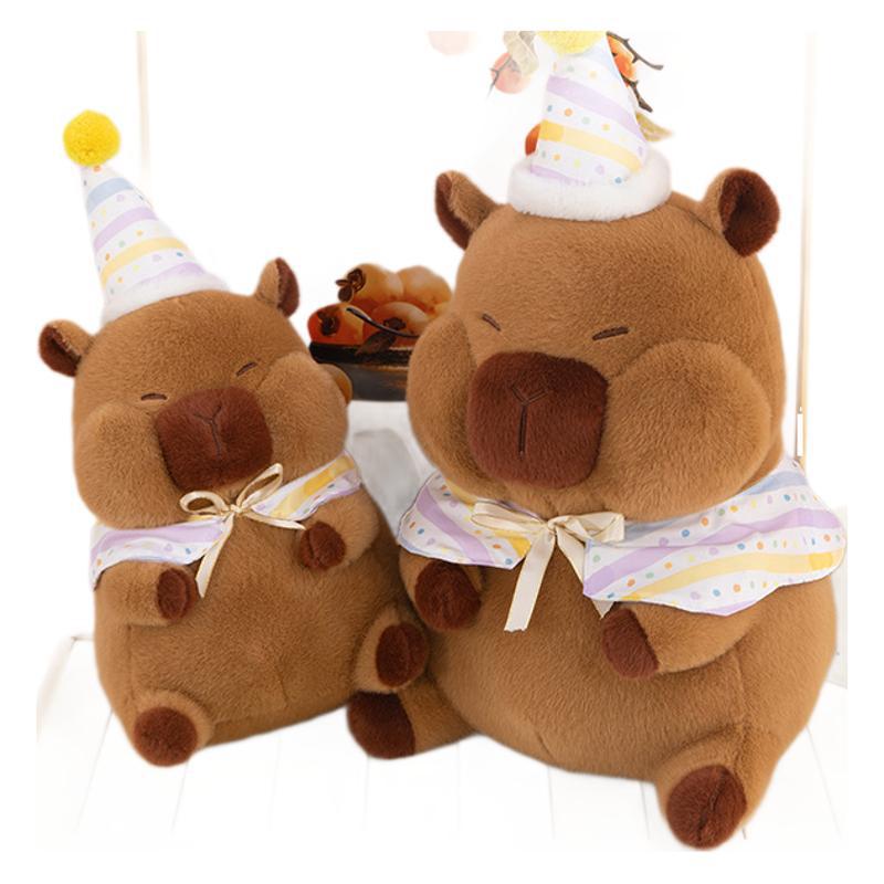 Creative Kapibara doll plush toy doll throw pillow ugly cute birthday hat capybara doll birthday gift