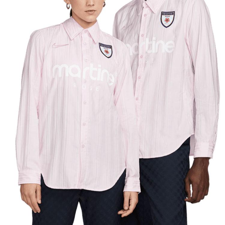 Nike X Martine Rose SS23 Collaborative Series Alphanumeric Logo Print Striped Long Sleeve Shirt Unisex Tops Pink AQ4458-007