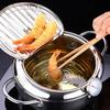 with Thermometer Deep Frying Pot Stainless Steel Fryer Pot Mini Cooking Fryer  Household Cooking