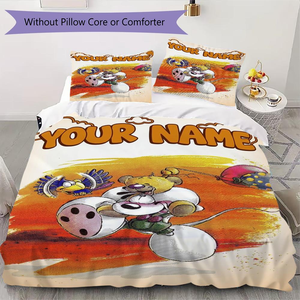 Custom Name Diddl Pattern Bedding Uilt Set Uilt Cover Pillowcase Home Decoration Birthday Gift (1*duvet Cover+2*pillowcase Without Core)