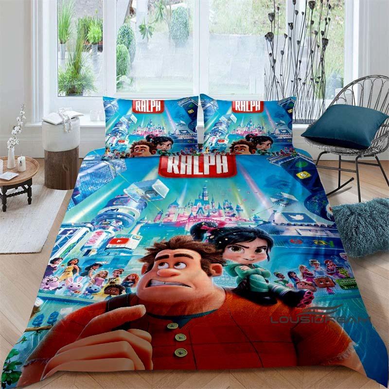2026 Nuovo Film d'Animazione "Ralph Spaccatutto" Copripiumino e Federa, Set Biancheria da Letto per Bambini, Decorazione per la Camera da Letto