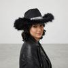 Furry Trim Western Cowboy Hat Solid Color Top Hat Fashion Sequin Cowgirl Hat  Stage Performance