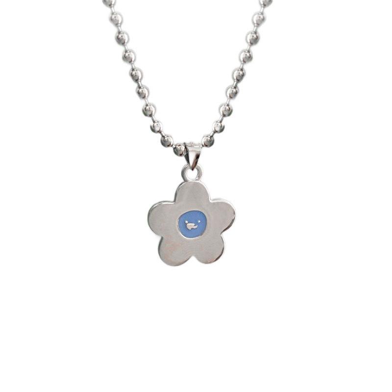 Small Fresh Blue Flower Necklace Cute Collarbone Chain Girlfriend Gift Summer Accessories Women