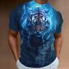 Fierce Tiger Print Men's T-Shirt 3d Print Short Sleeve T-Shirt For Men Summer Loose Man Clothing Retro Loose Oversized Tees Tops