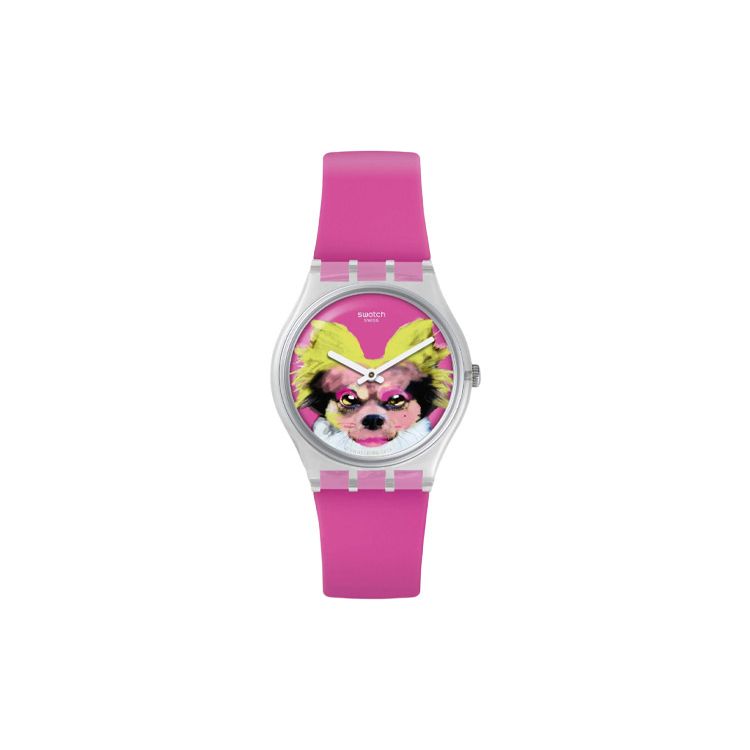 

Swatch Originals Series Quartz Movement Pink Waterproof Watch 34mm Pink Dial Plastic Case Silicone Strap Women watches GE267 Pink