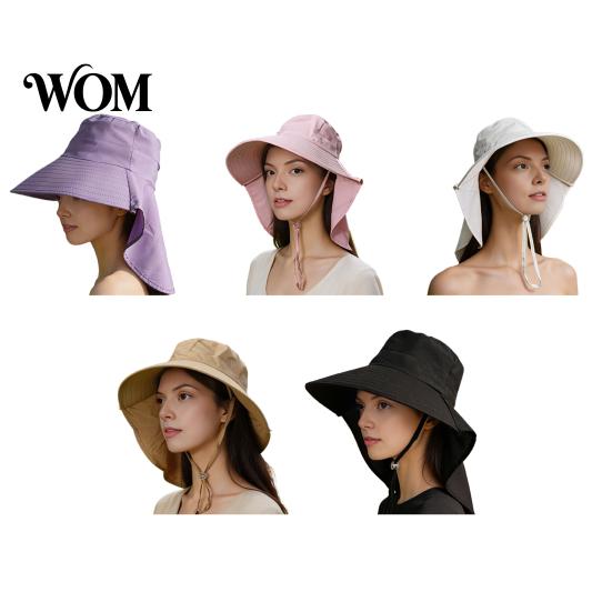 Wide Brim Sun Hat for Women with Neck Flap, Packable Lightweight Summer Hiking Beach Hat, UV Protection Travel Commuting Foldable Flap