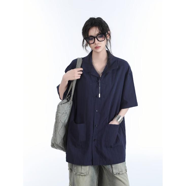 Summer Clothing Men'S Retro Casual Shirt Student Loose Niche Design Fun New Men'S Top For Outdoor Wear