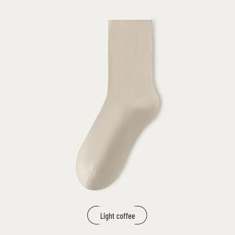 Postpartum White Pile Socks, Vibrato Style, Spring/Autumn Boneless, Japanese College Mid-Tube Sweat-Absorbent Socks светло-коричневого