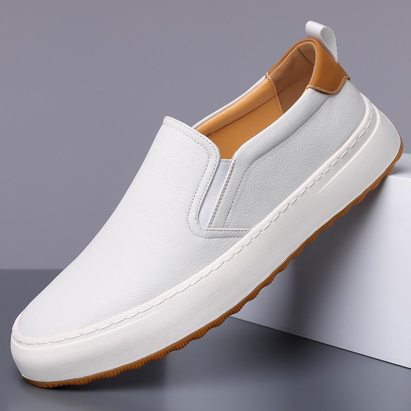 Fashion Luxury Designer New Men Slip On Loafter White Pu Leather Platform Shoes Male Walking Sneakers Tenis Masculino Zapatos Hombre